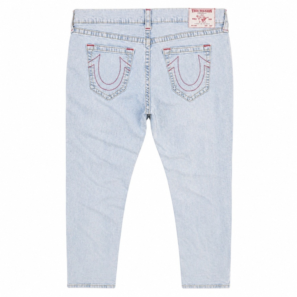 True Religion Jeans Mens XL 38x32 Rocco Relaxed Skinny Loud Stitch Powder Blue